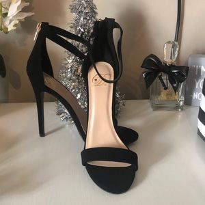 Black strap heels
